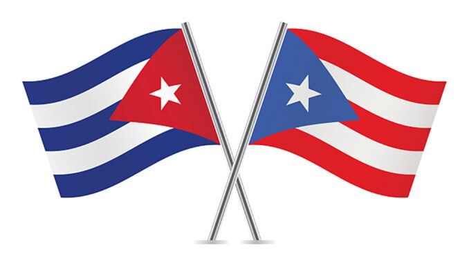Cuban and Puerto Rican flags. Vector illustration.