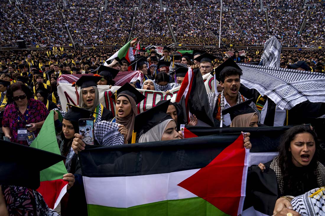 Una protesta en respaldo a Palestina en la Universidad de Michigan